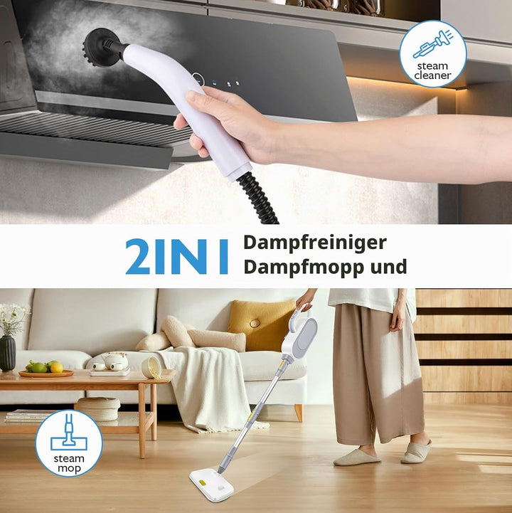9-in-1 Dampfreiniger mit abnehmbarem Handdampfreiniger, 500 ml Tank, 15 s Aufheizzeit, 284°F Heissda