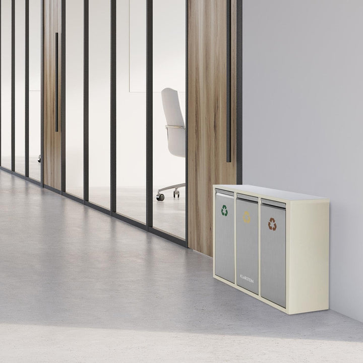 Klarstein Ordnungshüter 3 - Mülltrennsystem, Mülleimer, Mülltrenner, 45 Liter (3 x 15 L), Frontklapp