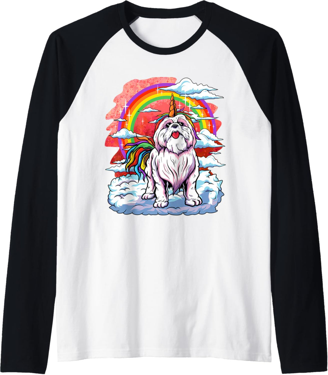 Shih Tzu Einhorn Regenbogen Kinder Mädchen Welpe Besitzer Raglan