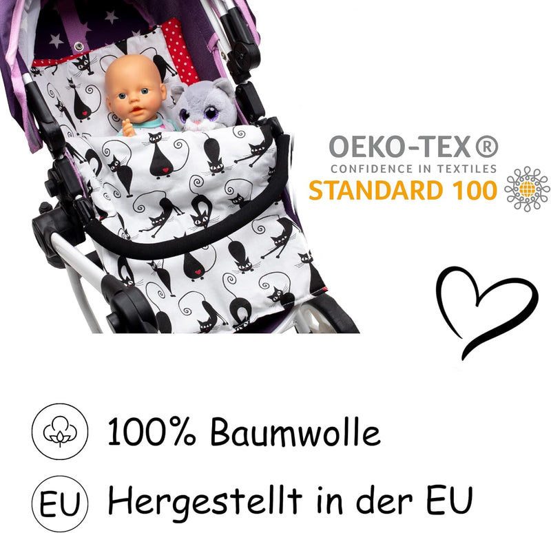 PinkZebra 3-teilig Puppenbettwäsche für grosse Puppen bis 48 cm, Decke + Kissen + Matratze, Puppenbe