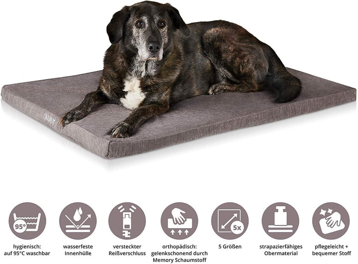ONVAYA® Hundekissen orthopädisch aus Memory Foam | 95 Grad waschbar | grau | Grösse S-XXL | Hundebet