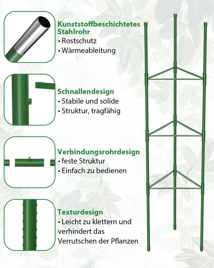 MYMULIKE Tomaten Rankhilfe 3 Stück, 130CM Pflanzenhalter für Tomate, Einstellbar Höhe Garten Rankhil