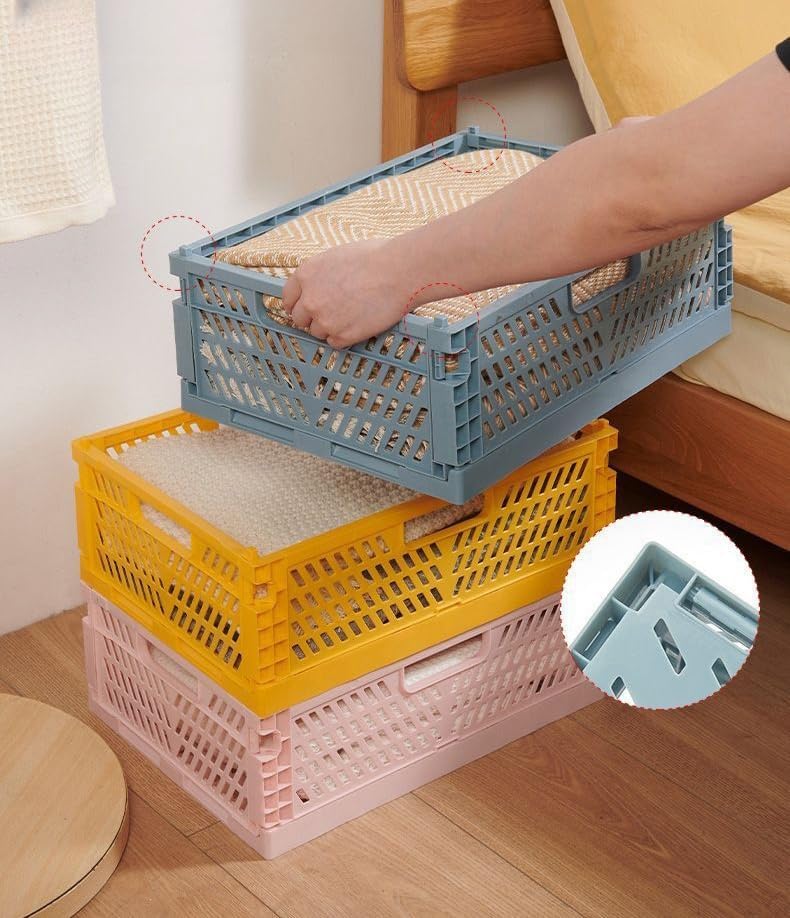 6 Stück Klappbox,Klappkiste Körbe Aufbewahrung Zusammenklappbarer Tragbar Aufbewahrunskisten Bunt au