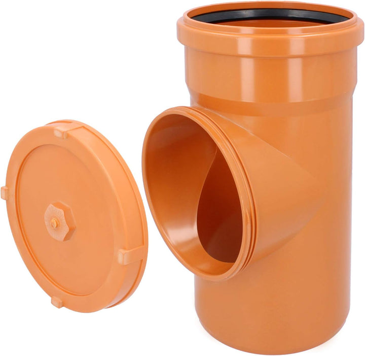 PP Reinigungsrohr Revisionsrohr Ø DN 200 mm Orange KG-Rohr mit Revisionsöffnung Gummidichtringen Sch