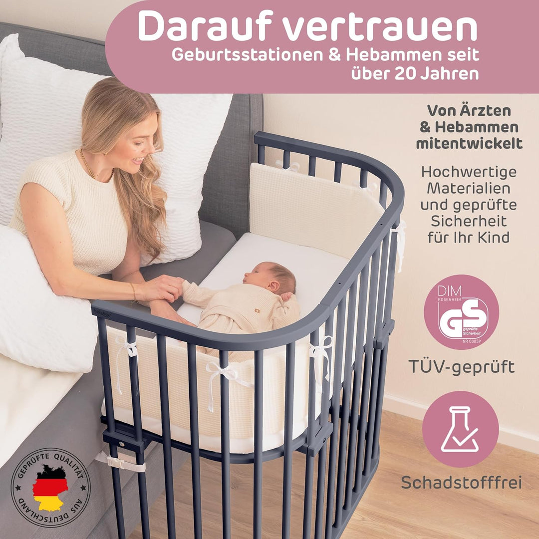 babybay Boxspring Beistellbett aus massivem Buchenholz / kompakt & verwandelbar / Kinderbett Höhe st