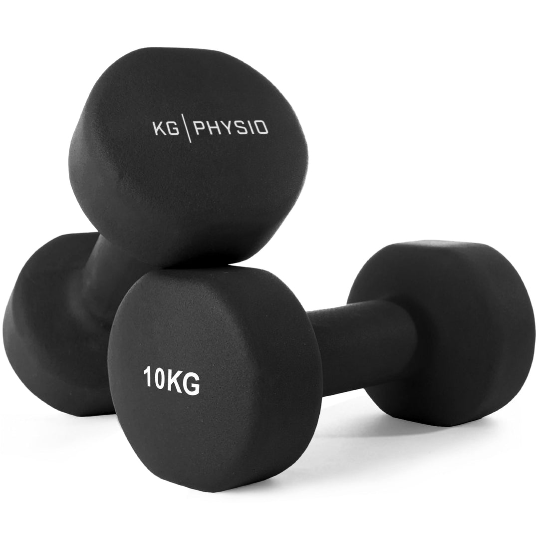 KG Physio Hantelset mit A3-Übungsposter - Neopren Kurzhanteln 2er Set - Fitness Gewichte aus Gusseis