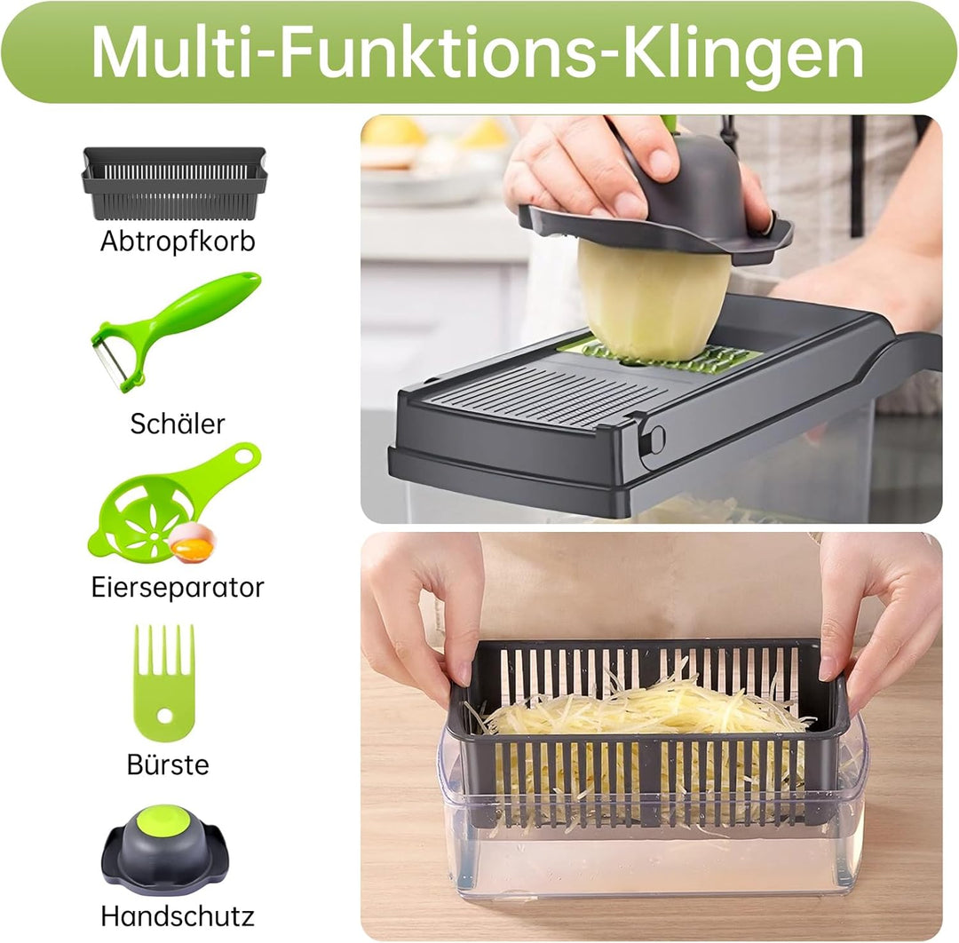 ALIANSHENG 14 In 1 Gemüseschneider,Multifunktion Gemüse Schneider,Vegetable Chopper,Würfelschneider