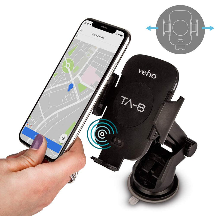 Veho TA-8 Universal-Smartphone-Halterung / -Halter mit drahtloser Qi-Aufladung | Automatische Erkenn