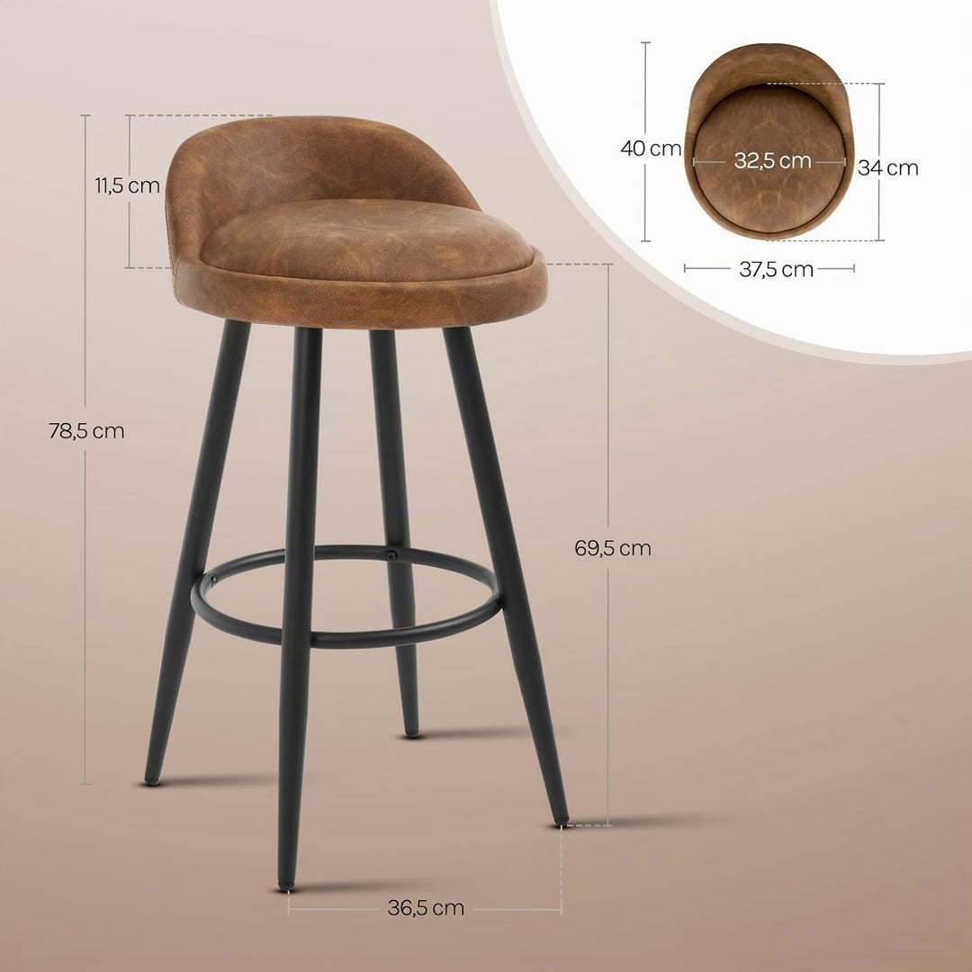 WOLTU BH327br-1 Barhocker 1er Set Barstuhl Hocker Tresenhocker Bistrohocker Designer Hocker mit Lehn