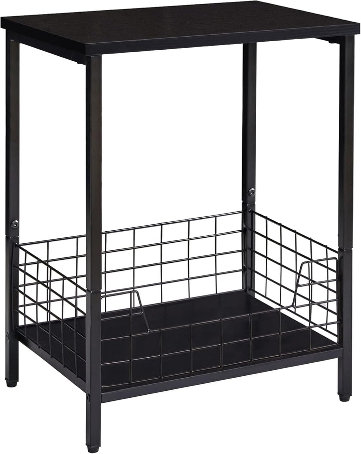 YMYNY Beistelltisch, Kaffeetisch mit 2 Ebenen, Ablagekorb, Laptoptisch, Nachttisch, Sofatisch, Couch