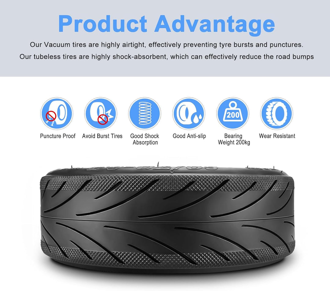 Amitor 60/70-6.5 Gummireifen E Scooter für Ninebot Max G30, Tubeless Reifen mit Ventil, E Scooter Re