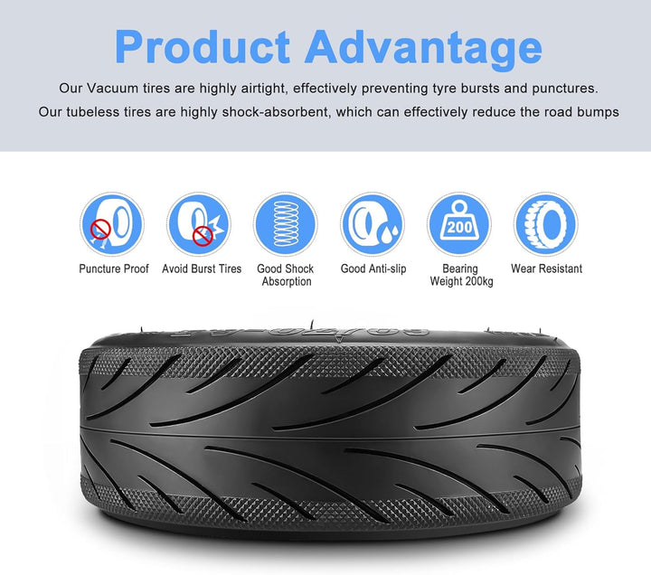 Amitor 60/70-6.5 Gummireifen E Scooter für Ninebot Max G30, Tubeless Reifen mit Ventil, E Scooter Re