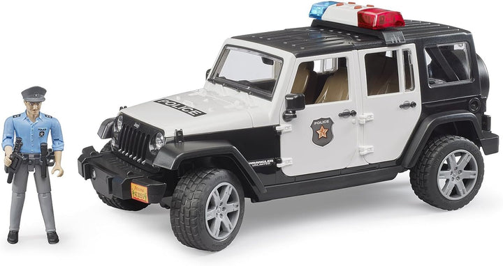 bruder 02526 - Jeep Wrangler Unlimited Rubicon Polizei Fahrzeug mit Polizist & Ausstattung, Light &