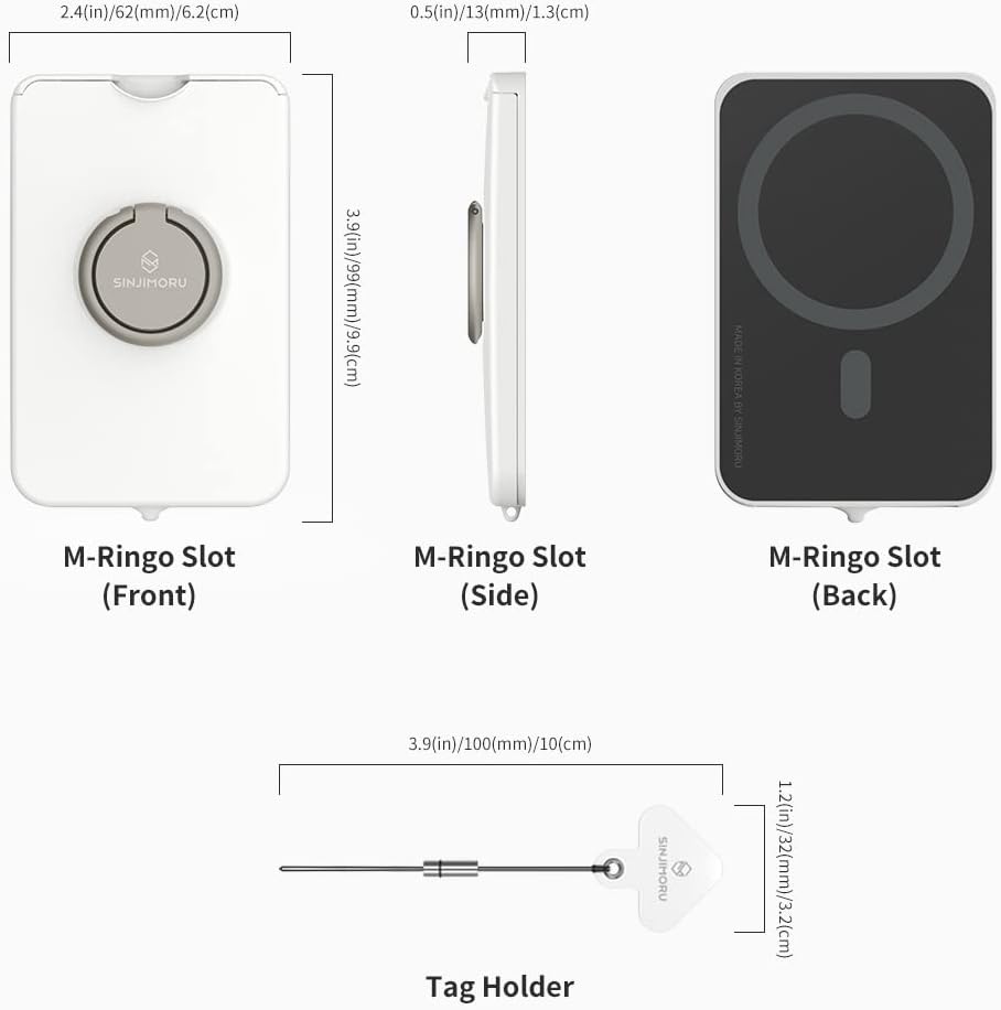 Sinjimoru Magnetischer Handy Kartenhalter mit Handy Ring, Handy Kreditkartenetui mit Handy Ständer M