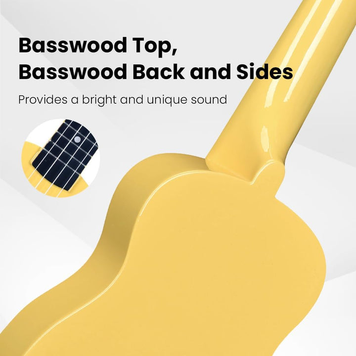 Winzz Sopran Ukulele Starter Kit für Anfänger mit Tasche, Clip-On Tuner, Zusätzlichen Saiten, Gurt,