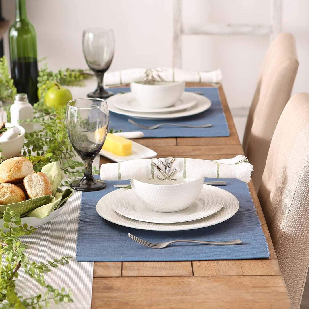 DII Platzdeckchen-Set, 100% Baumwolle, gerippt, Blau Jay, 33 x 48 cm, 6-teilig, Stonewash Blue, 13x1
