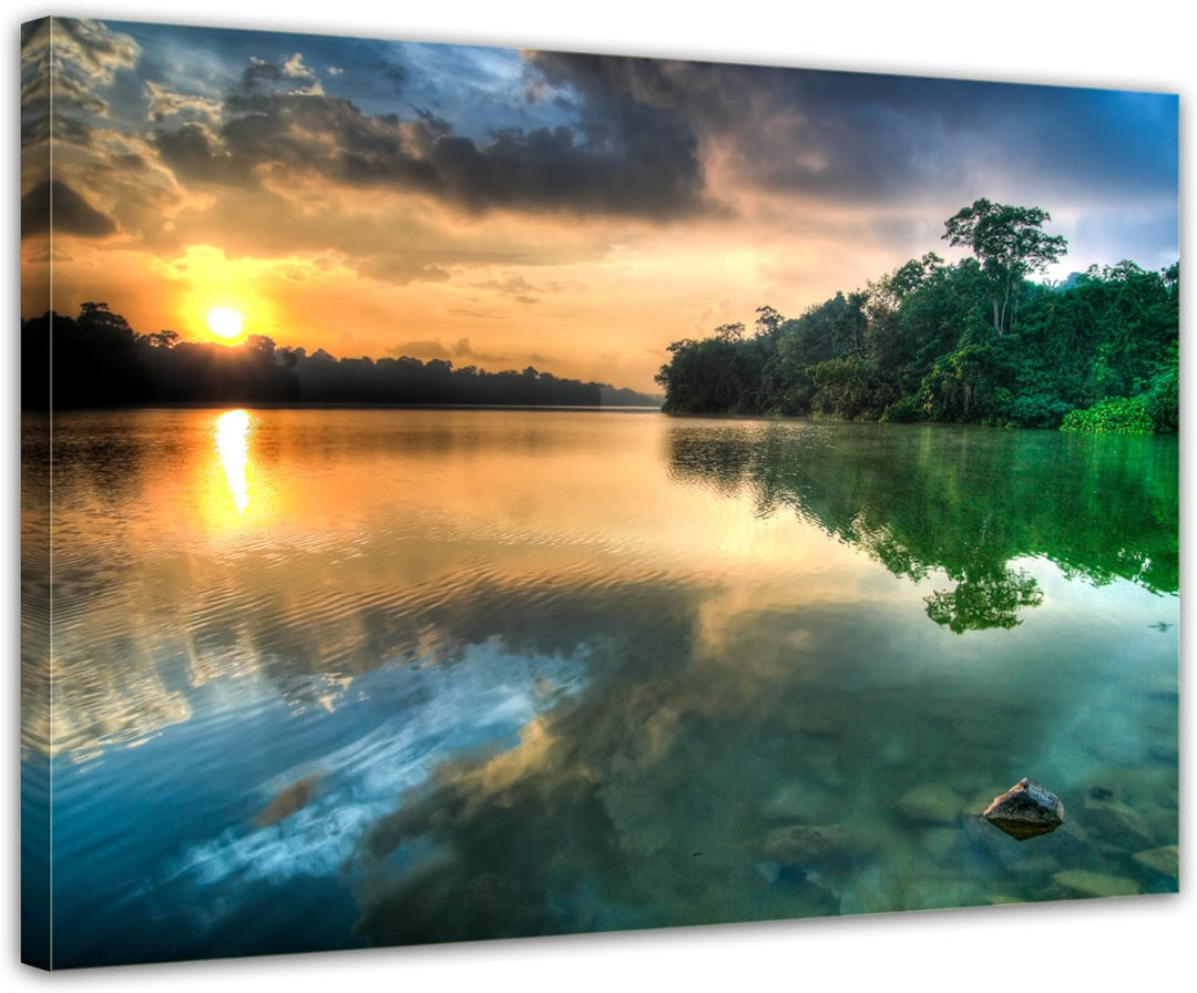 Bilderdepot24 Bild auf Leinwand | Morgenreflektion in 70x50 cm als Wandbild | Wand-deko Dekoration W