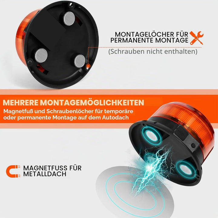 antom rundumleuchte akku Solarenergie 9 Blitzmuster 12V 24V Gelb Warnleuchte led Magnet mit 3 Meters