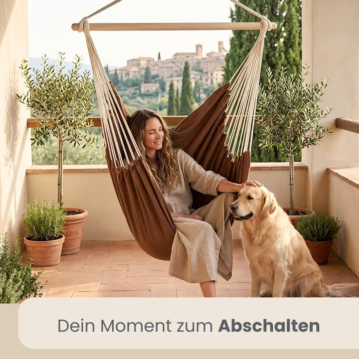 AMANKA XXL Hängesessel 185x130cm für Garten, Balkon & Terrasse - Schwebesessel Belastbar bis 150kg -