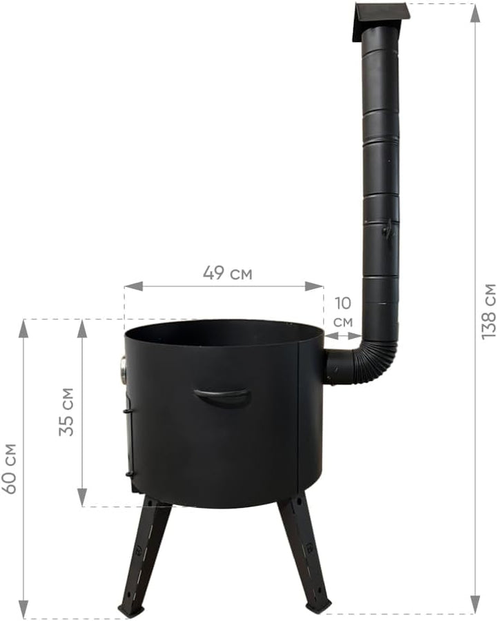 Utschak Feuerofen Gusseisen Topf flacher Boden mit Deckel (22 L) KazanoFF, Учаг, Kazan Outdoor, Feue