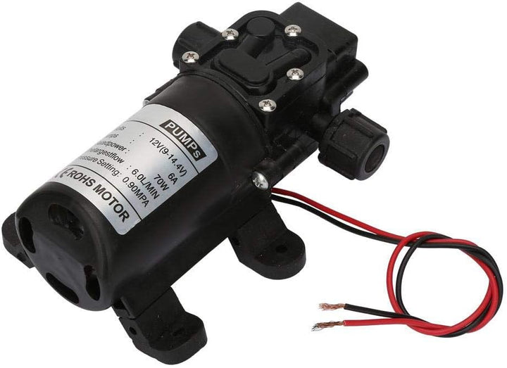 Vikye Wasserpumpe, DC 12V 70W, 6L/Min, Schwarz, Membranpumpe, Hochdruck, Reinwasserpumpe