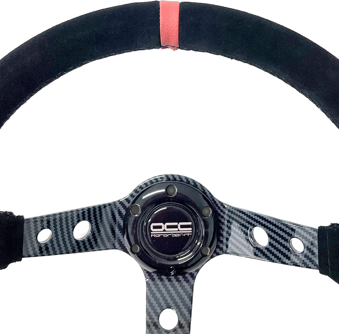 Occ Motorsport OCCVOL005, SCHWARZ - ROT, ALCANTARA, ALUMINIUM IN KARBONOPTIK, OFFSET