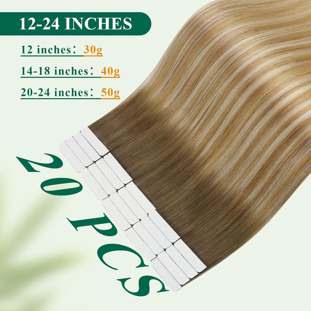 Easyouth Tape in Extensions Echthaar Balayage Tape in Haar Extensions Remy Menschenhaar Tape in Echt