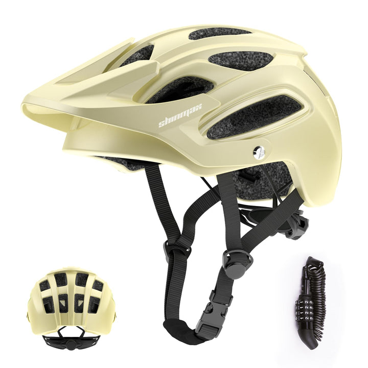 Shinmax Fahrradhelm für Herren Damen, Fahrrad Helm mit Beweglich Visier Beige L(58-61CM), Beige L(58