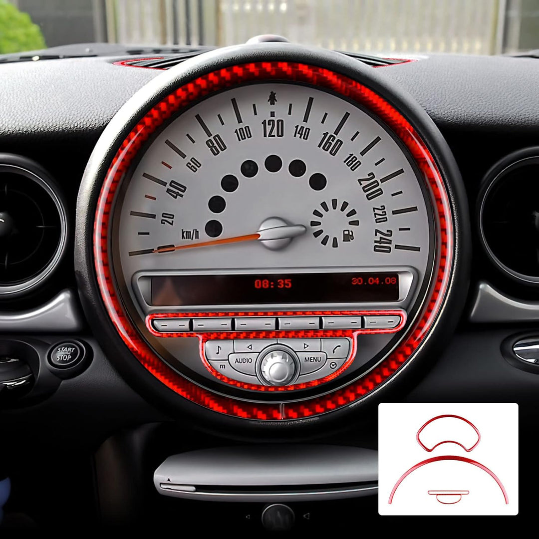 KUNGKIC Kohlefaser Auto Tachometer Dekorative Aufkleber Innenraum Carbon Fiber Speedometer Trim für