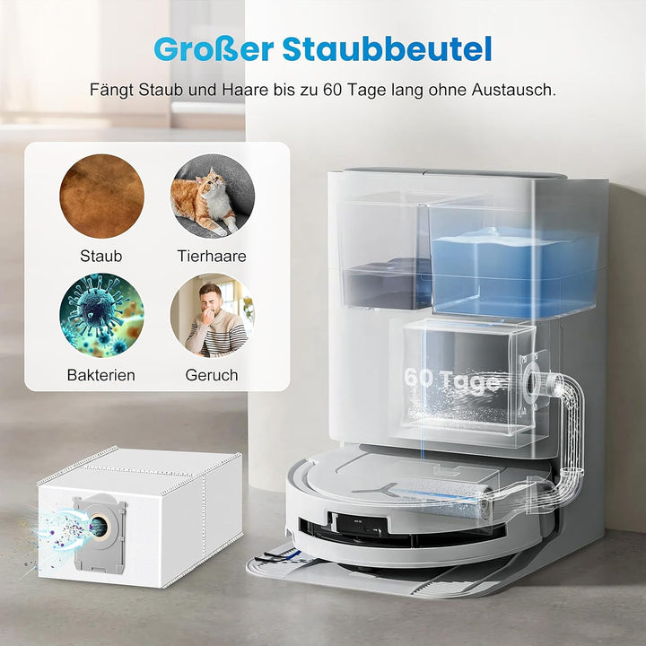 18 Stück Zubehörset für ECOVACS DEEBOT T80 Omni Saugroboter, 1 Gummi-Hauptbürste, 4 Filters, 2 Wisch