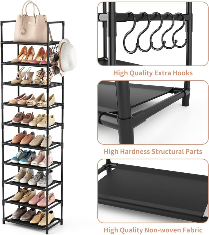 Schuhregal mit 10 Ebenen, Schuh-Organizer für 20-25 Paar Schuhe, offener Schuhschrank hoch, Schuhstä