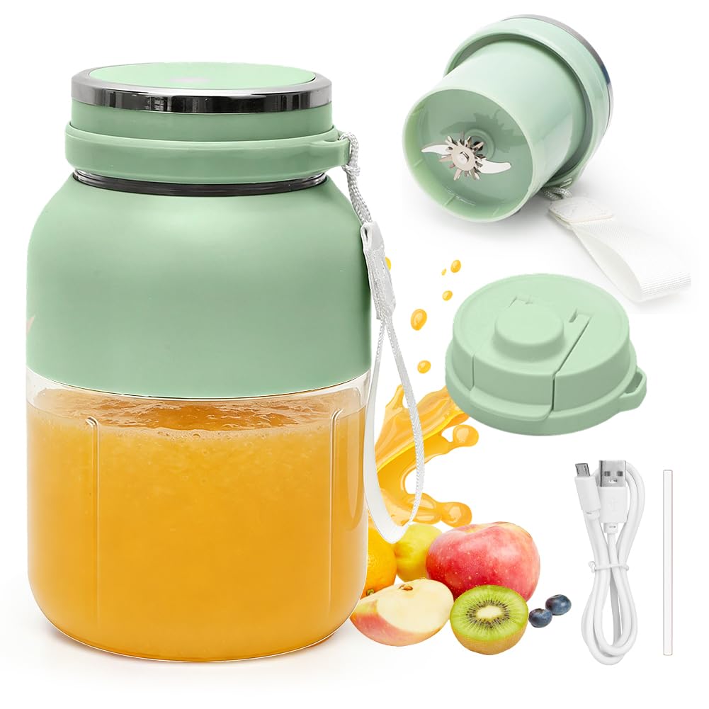 Tragbarer Mixer, Smoothie Maker To Go 1300 ml, Kabellos USB Wiederaufladbar Frischer Saft Standmixer