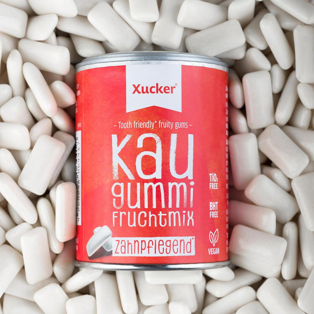 Xucker Zuckerfreie Zahnpflege Kaugummis Fruchtmix - Xylit Kaugummi zuckerfrei mit Frucht-Geschmack I