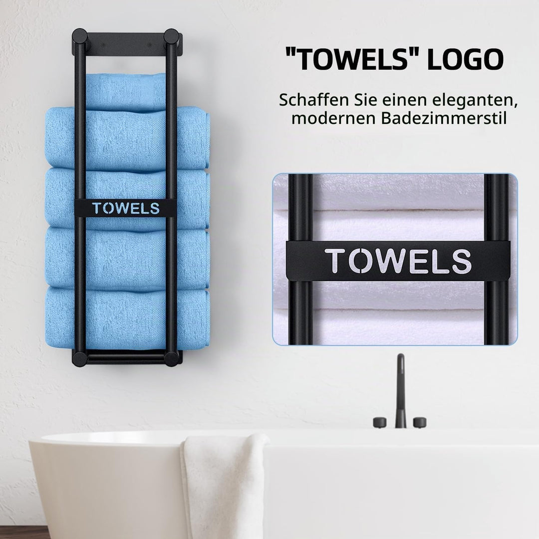 STWWO Handtuchregal Badezimmer Wand Handtuchhalter Schwarz 56cm Gästehandtuchhalter Wandmontage 3X G