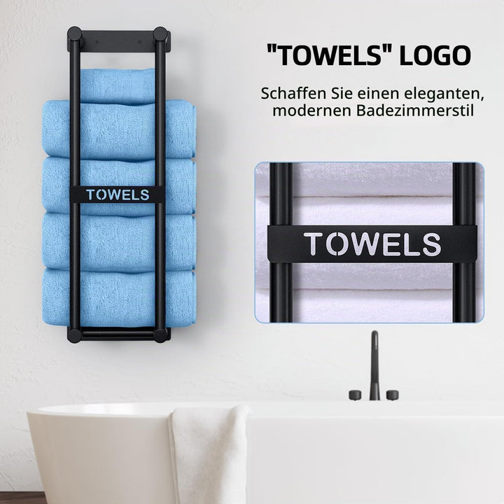 STWWO Handtuchregal Badezimmer Wand Handtuchhalter Schwarz 56cm Gästehandtuchhalter Wandmontage 3X G