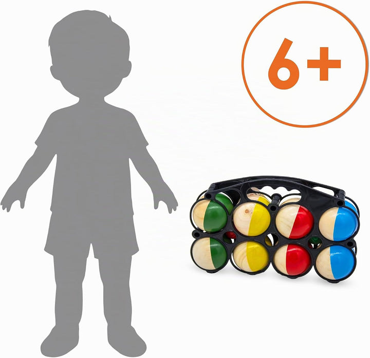 Spetebo Holz Boule Set mit Tragetasche - 8 Holz Kugeln - Boccia Petanque Garten Spiel Wurfspiel Kind