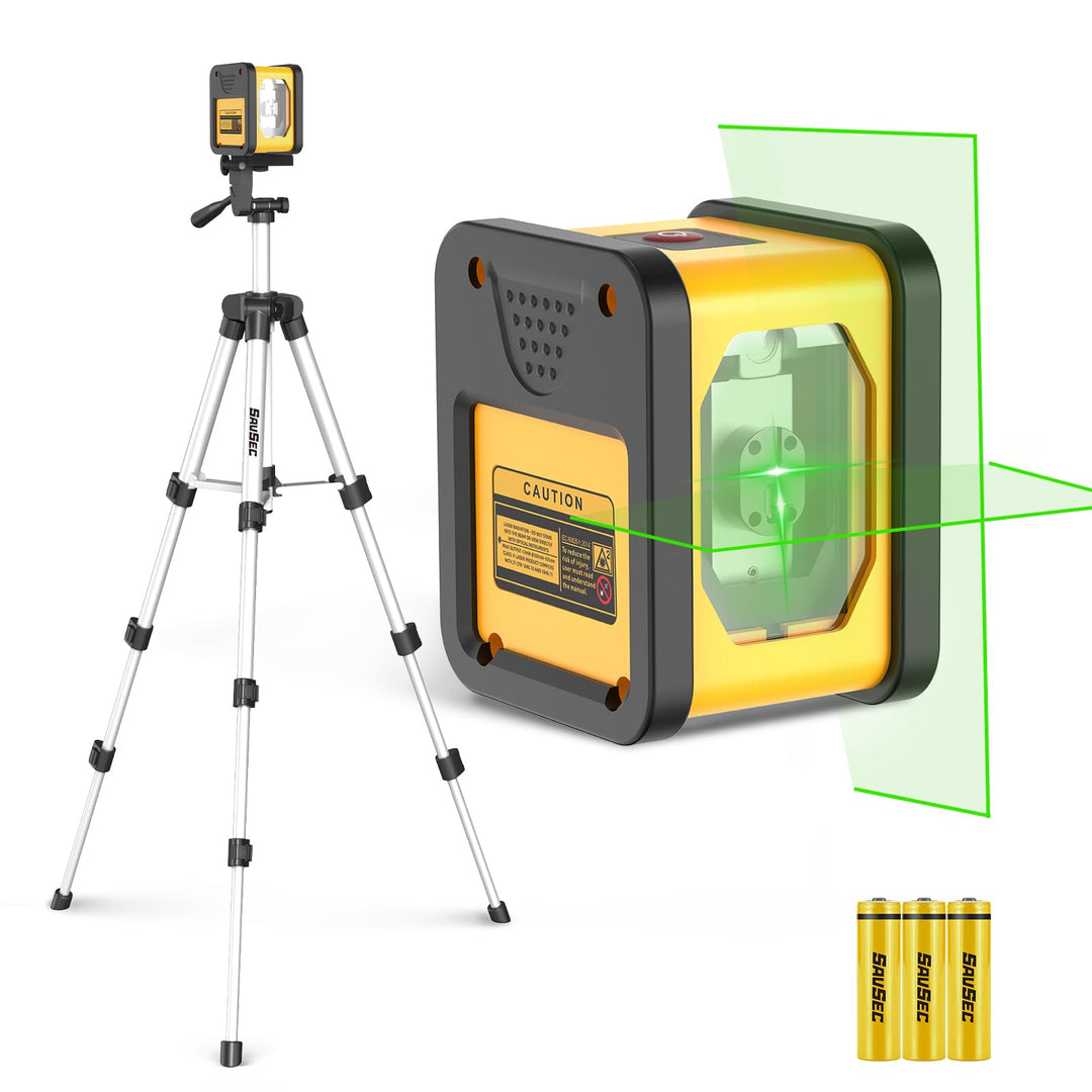 Laser Wasserwaage mit 1m Stativ, 50m Pulsmodus SAVSEC Kreuzlinienlaser Selbstnivellierend, Vertikale