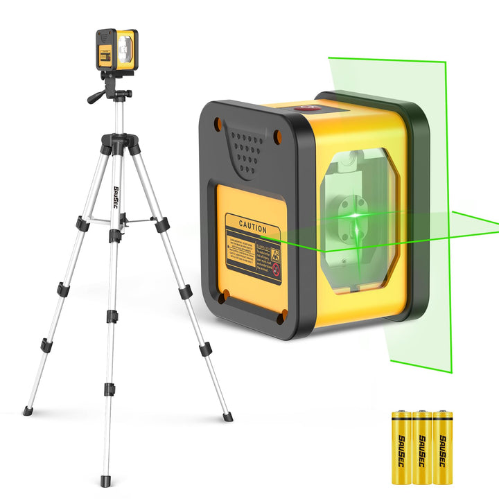 Laser Wasserwaage mit 1m Stativ, 50m Pulsmodus SAVSEC Kreuzlinienlaser Selbstnivellierend, Vertikale