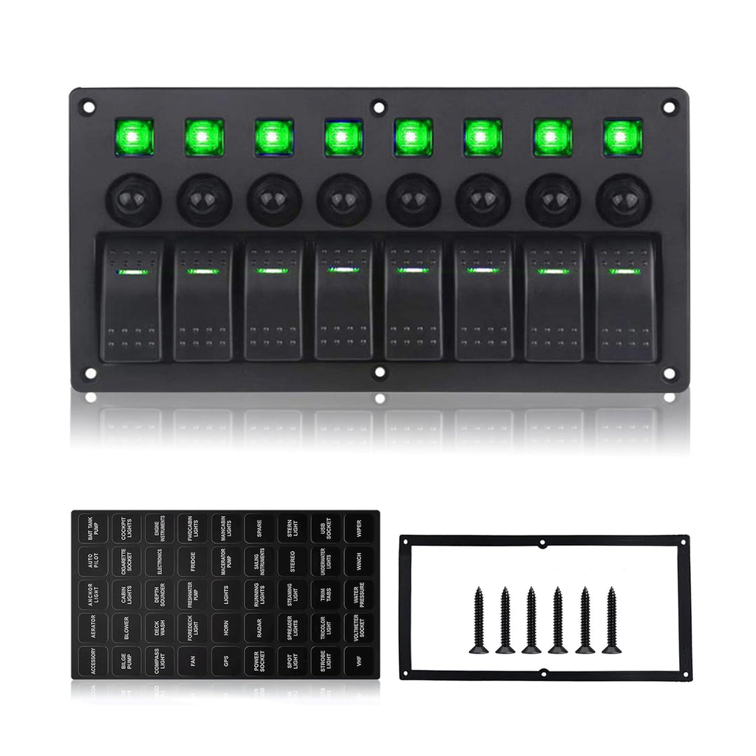 Geloo 8 Gang Marine Schalter Panel Wasserdichte Toggle Rocker Switch Panel 12V /24V Leistungsschalte