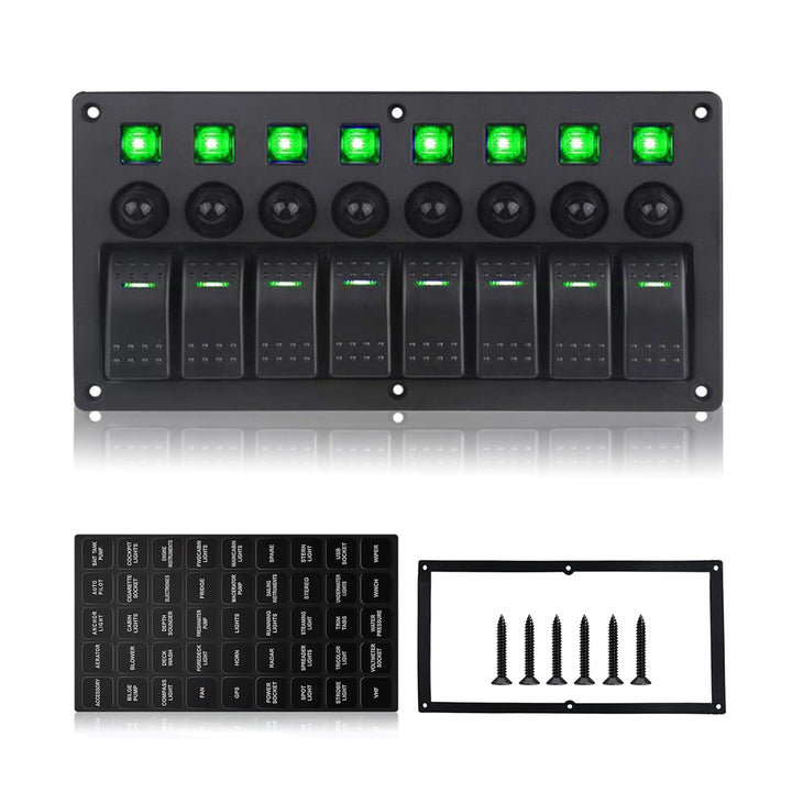 Geloo 8 Gang Marine Schalter Panel Wasserdichte Toggle Rocker Switch Panel 12V /24V Leistungsschalte
