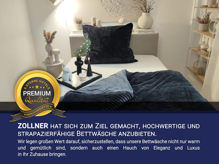 ZOLLNER 2-TLG. Mikrofaser Bettwäsche Garnitur 100% Polyester, 80x80cm + 135x200cm, Grau Bettwäsche G