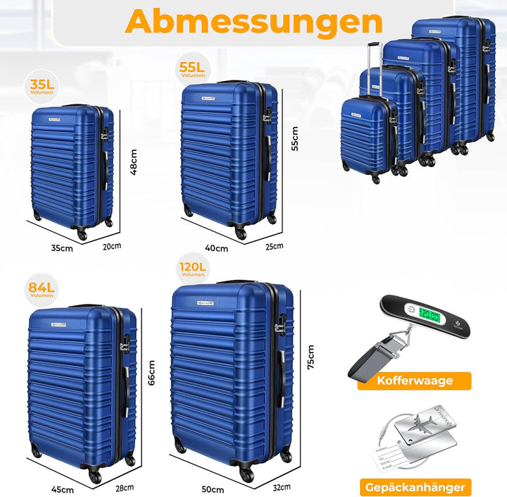 KESSER® 4tlg. Hartschalenkofferset Hard Shell Basic Hartschalenkoffer Trolley Koffer Reisekoffer Rei