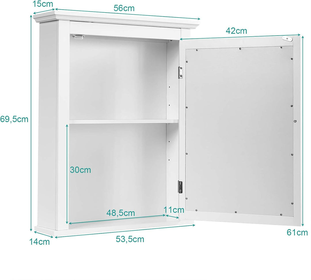 GOPLUS Spiegelschrank Badezimmer, Badezimmerspiegel Badspiegel mit Tür, Wandschrank Hängeschrank mit