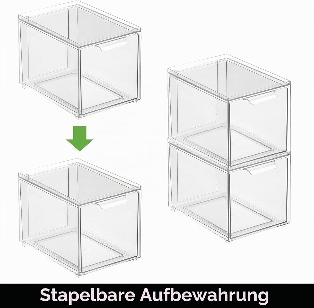 mDesign Aufbewahrungsbox mit Schublade – stabile Schubladenbox aus Kunststoff zur Schuhaufbewahrung