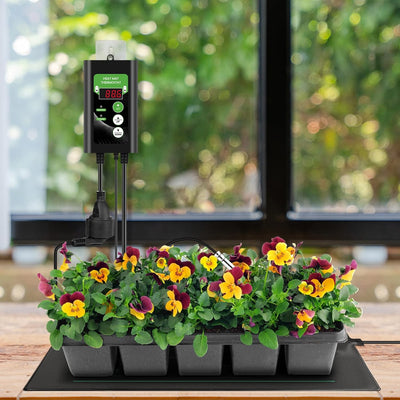 RIOGOO 24 * 52 cm Sämling-Heizmatte und Thermostatregler 68-108 ° F Digitaler Thermostatregler IP68