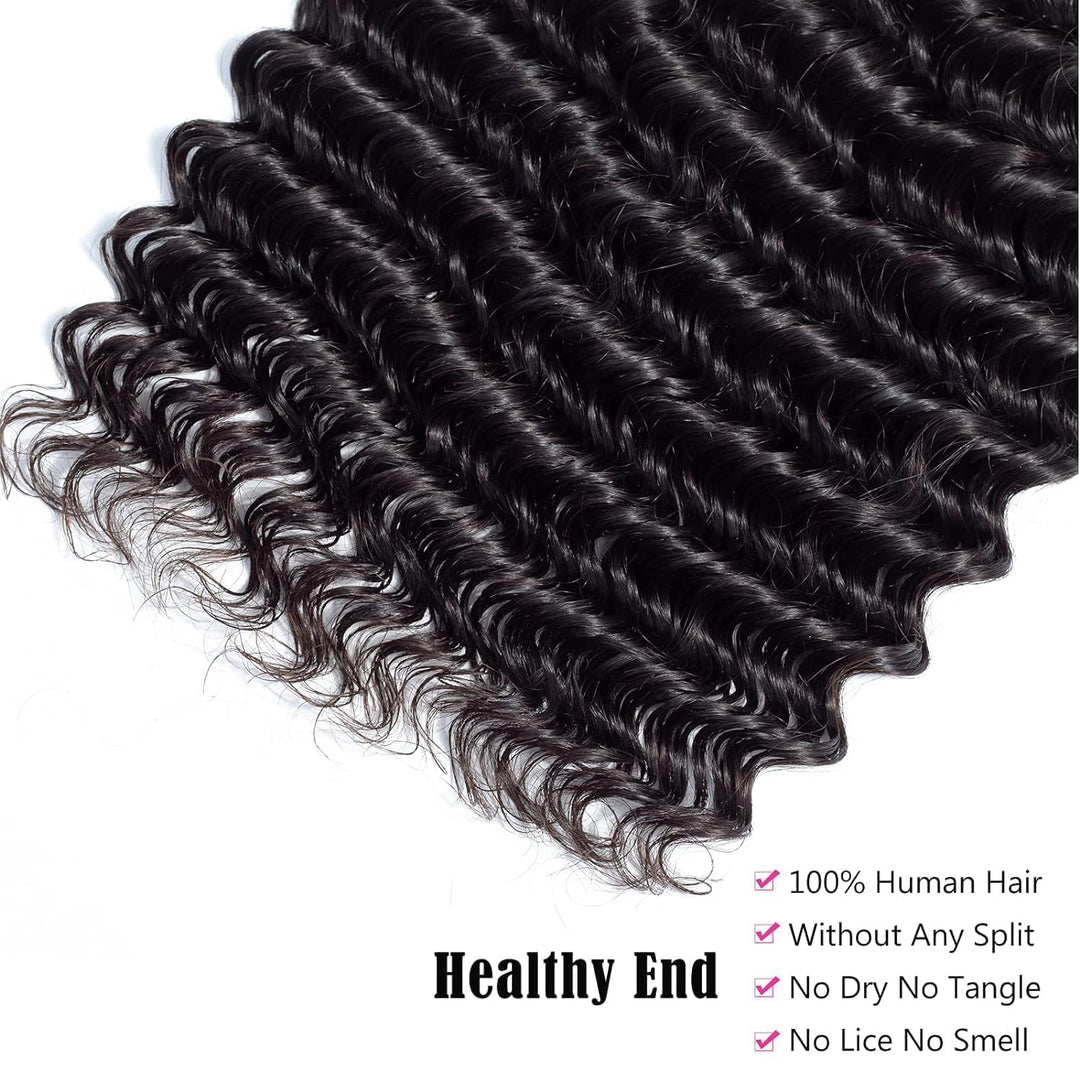 Human Hair Brazilian Deep Wave Bundles Virgin 100% Unprocessed Human Hair Extensions Double Weft Cur