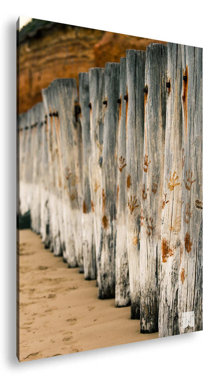 deyoli Wellenbrecher am Strand Format: 80x60 als Leinwandbild, Motiv fertig gerahmt auf Echtholzrahm