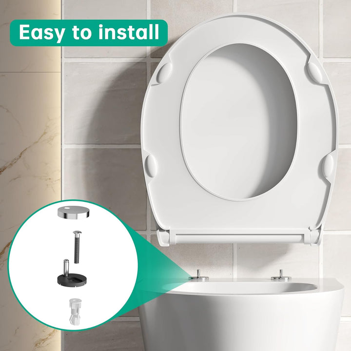 Toilettendeckel mit Absenkautomatik aus Robustem Duroplast, Umweltfreundlicher WC Sitz O-Form, Antib