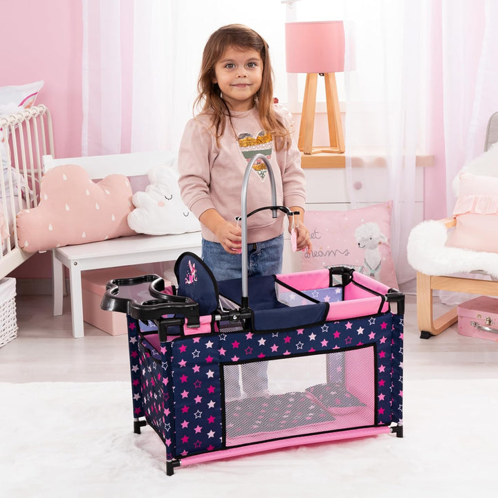 Bayer Design 62616AA Puppenbett mit Schrank, Sitz, Mobile, Ablage, Bettdecke, Kissen, Puppenzubehör
