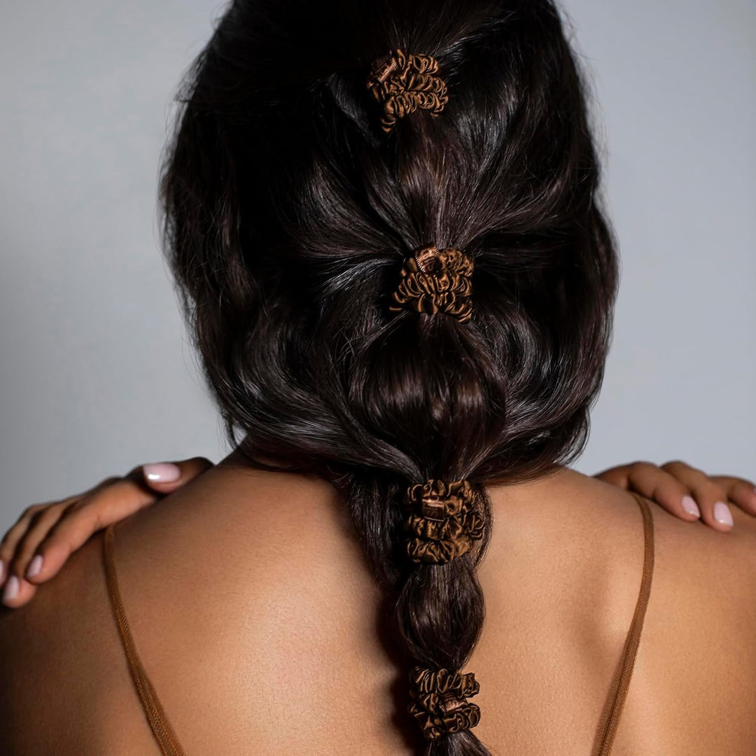 Slip Silk 100% Maulbeerseide Haargummi Set - Schonende Scrunchies gegen Haarbruch, 6 Zopfgummis in v